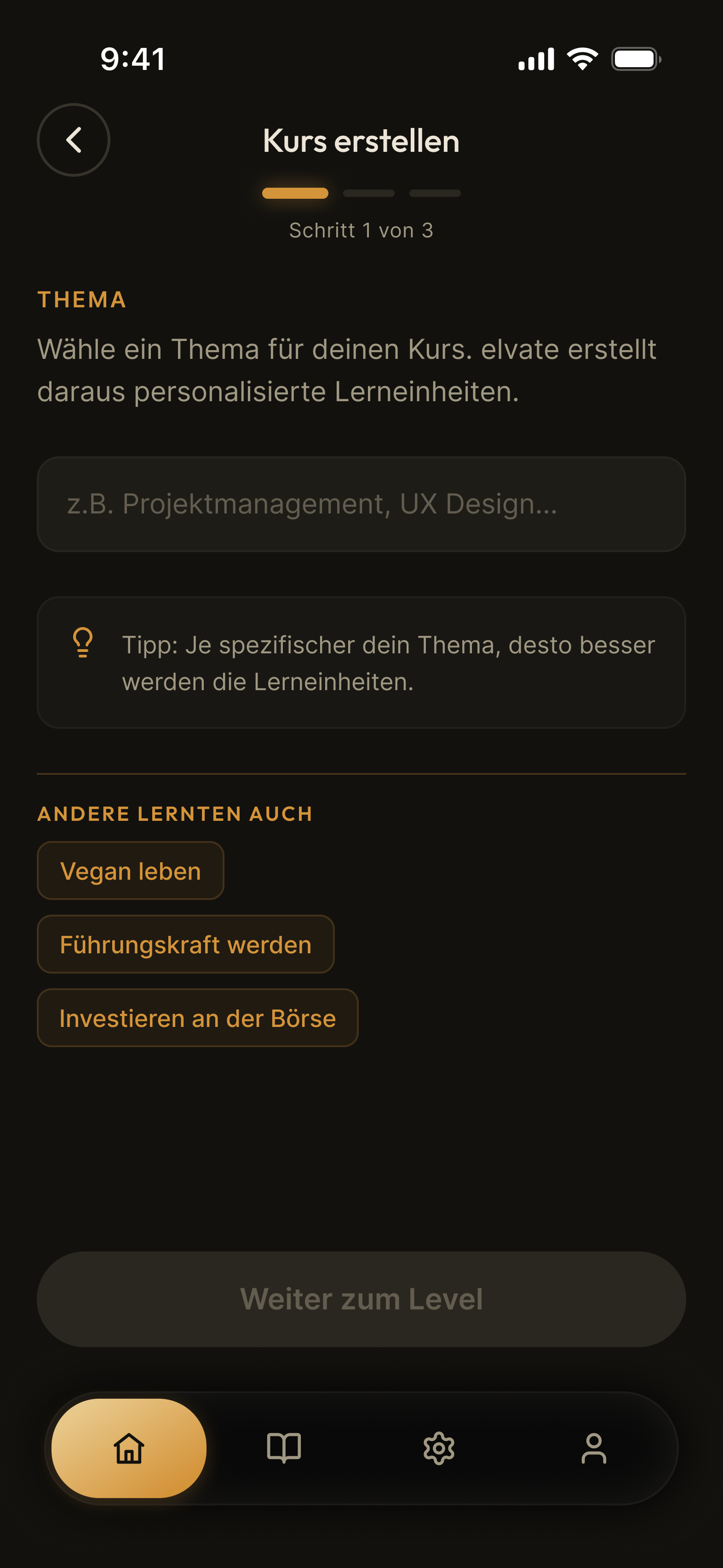Thema eingeben