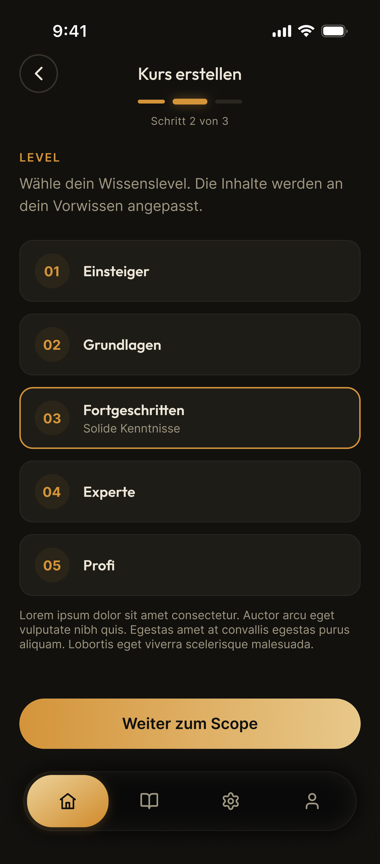 Level wählen